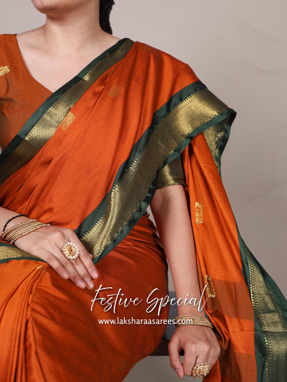 Korvai Cotton Silk Saree x Contrast Border