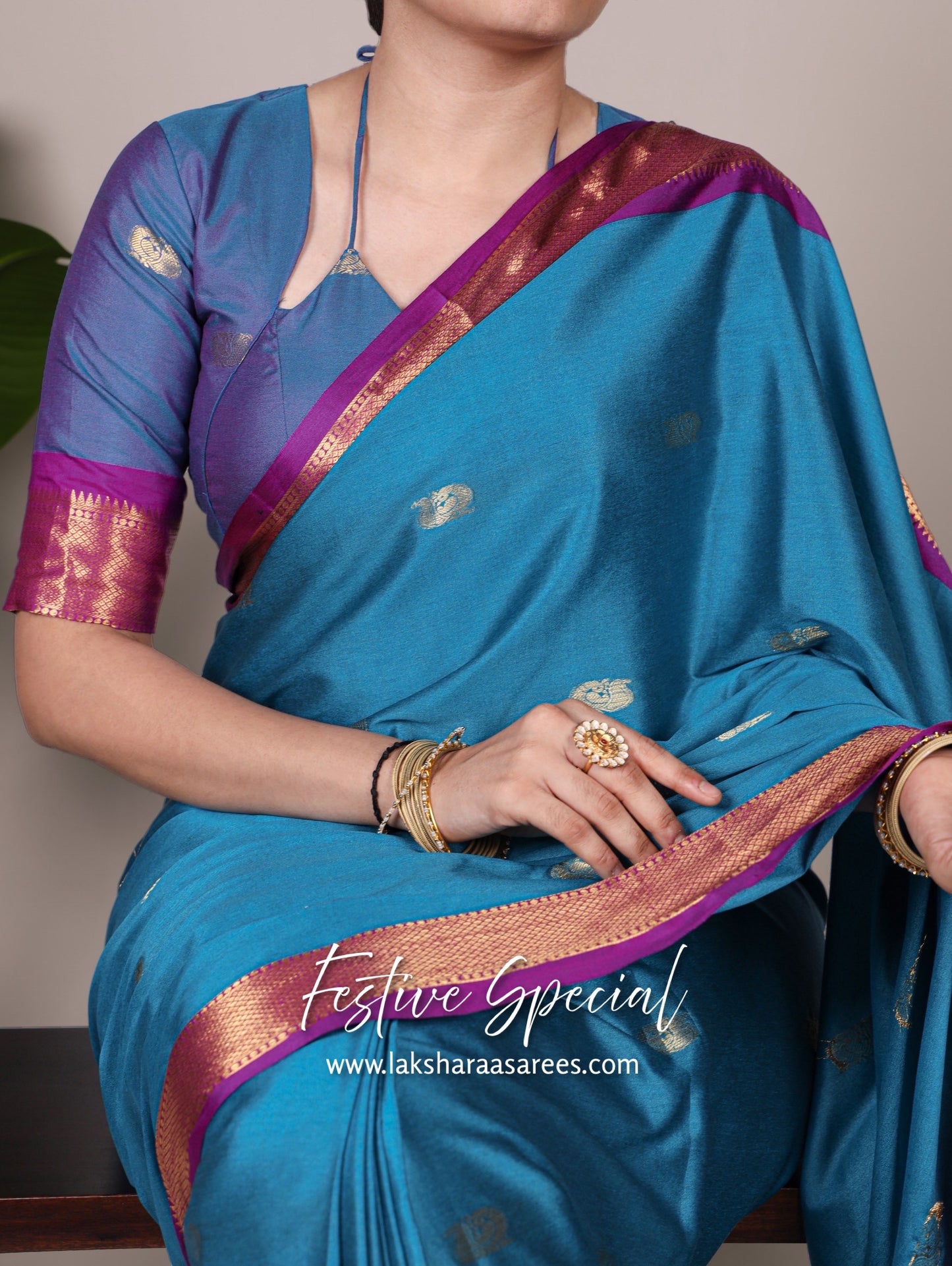 Korvai Cotton Silk Saree x Contrast Border