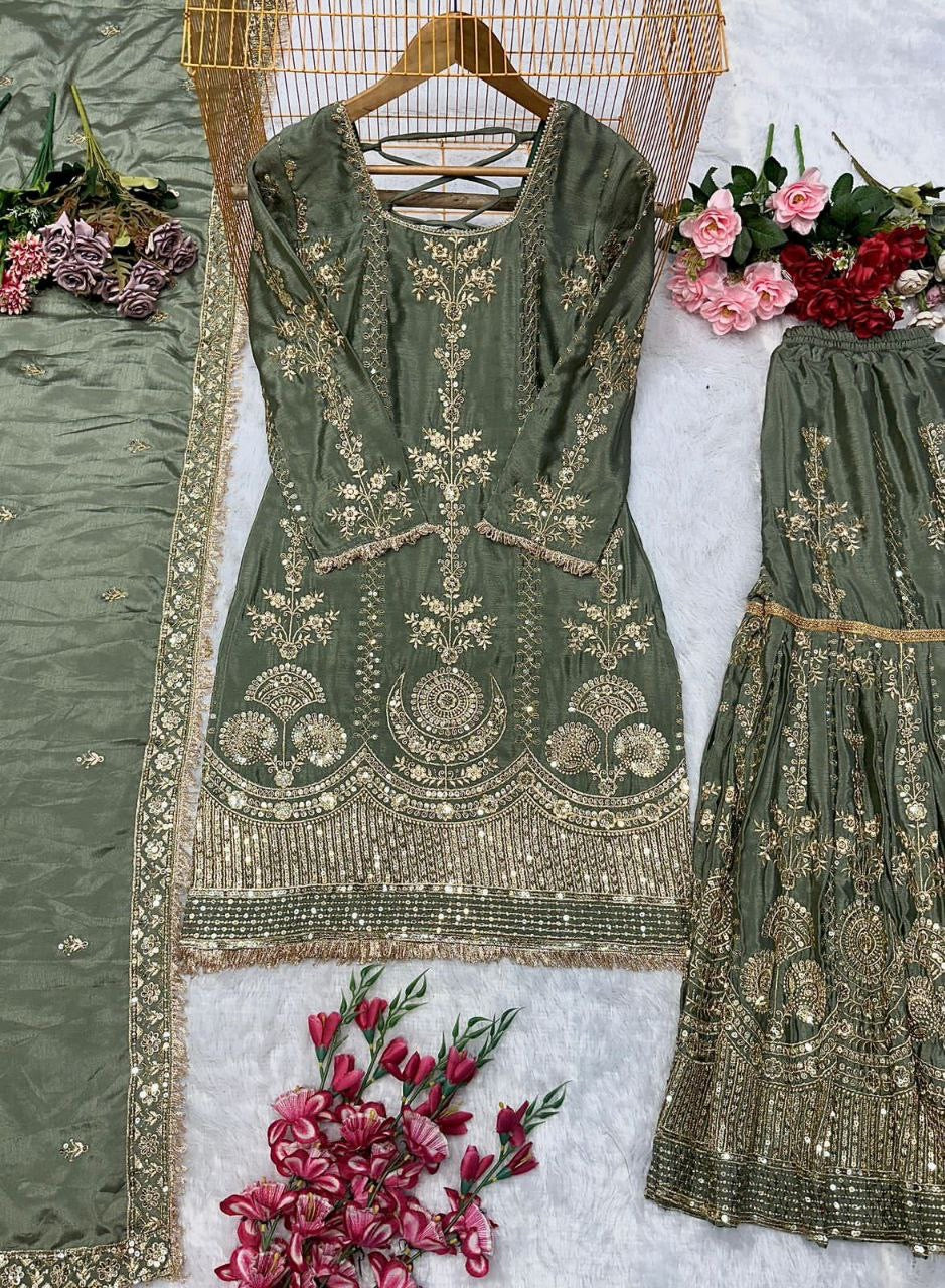 SOFIYA — Eid Special Premium Green Sharara Suit - Laksharaa Sarees