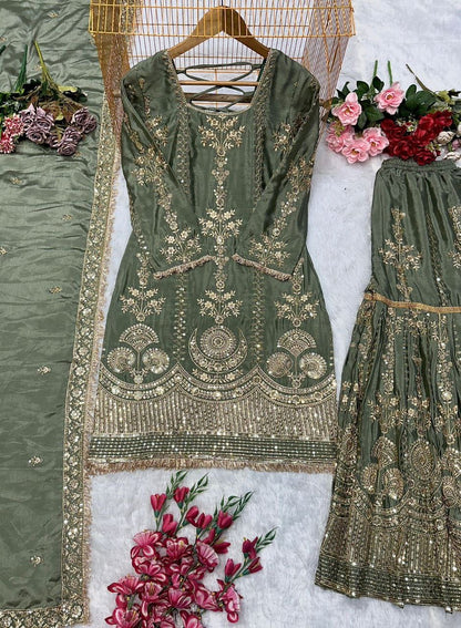 SOFIYA — Eid Special Premium Green Sharara Suit - Laksharaa Sarees