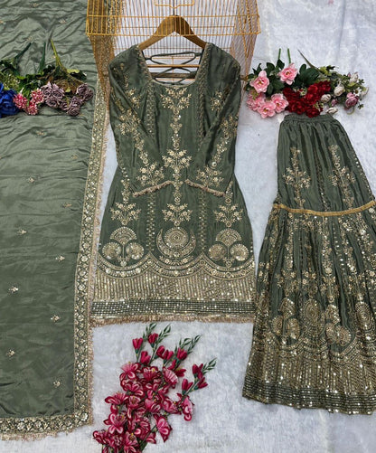 SOFIYA — Eid Special Premium Green Sharara Suit - Laksharaa Sarees