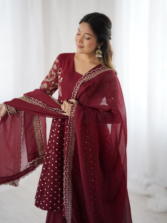 Crunchy Peplum Pallazo Suit