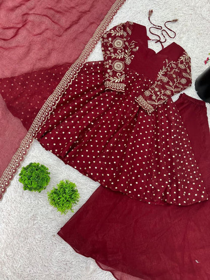 Crunchy Peplum Pallazo Suit