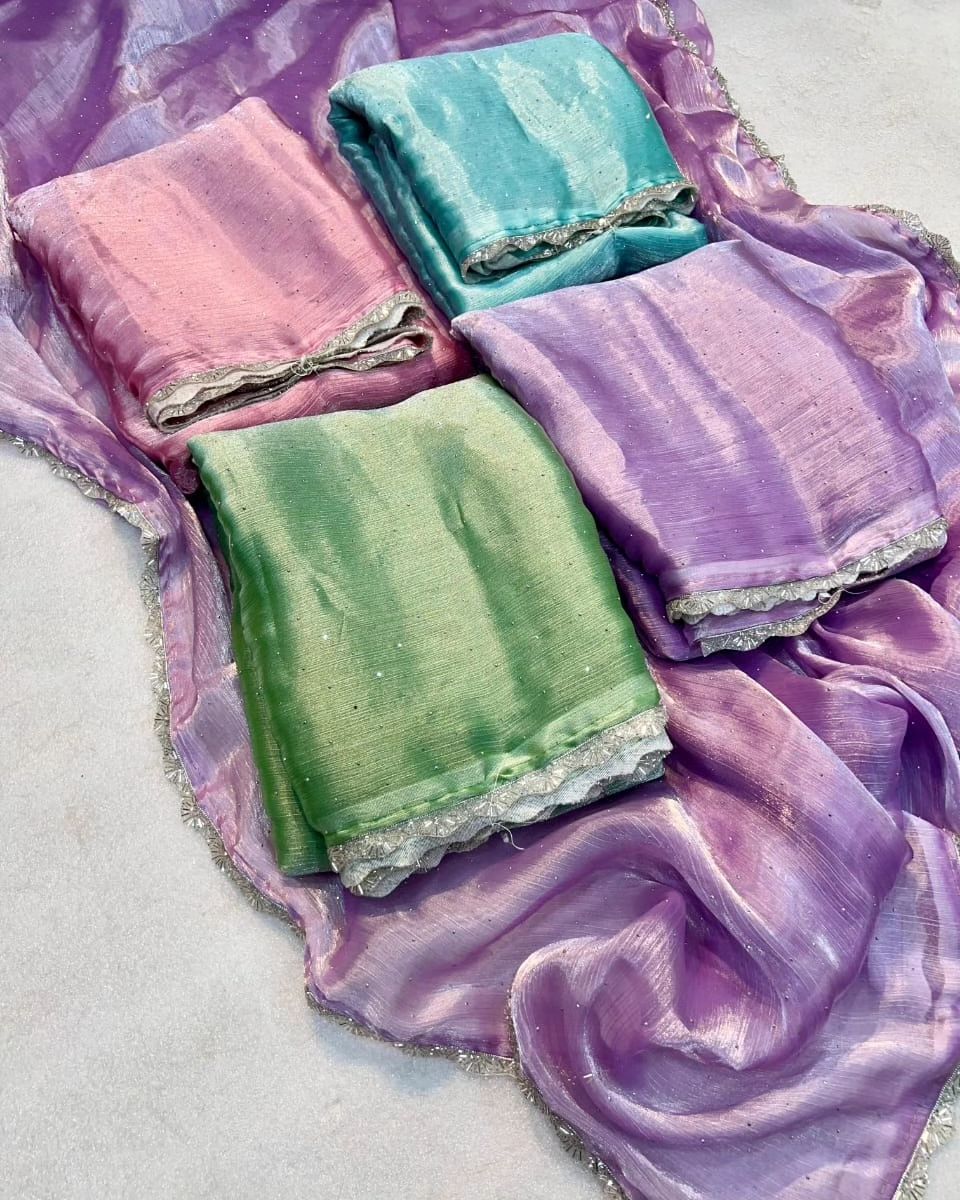 MANASI - Shimmer Silk Saree with Silver Border