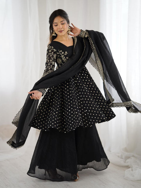 Crunchy Peplum Pallazo Suit