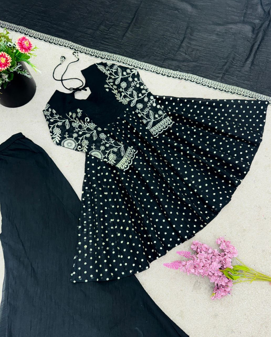 Crunchy Peplum Pallazo Suit