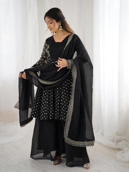 Crunchy Peplum Pallazo Suit