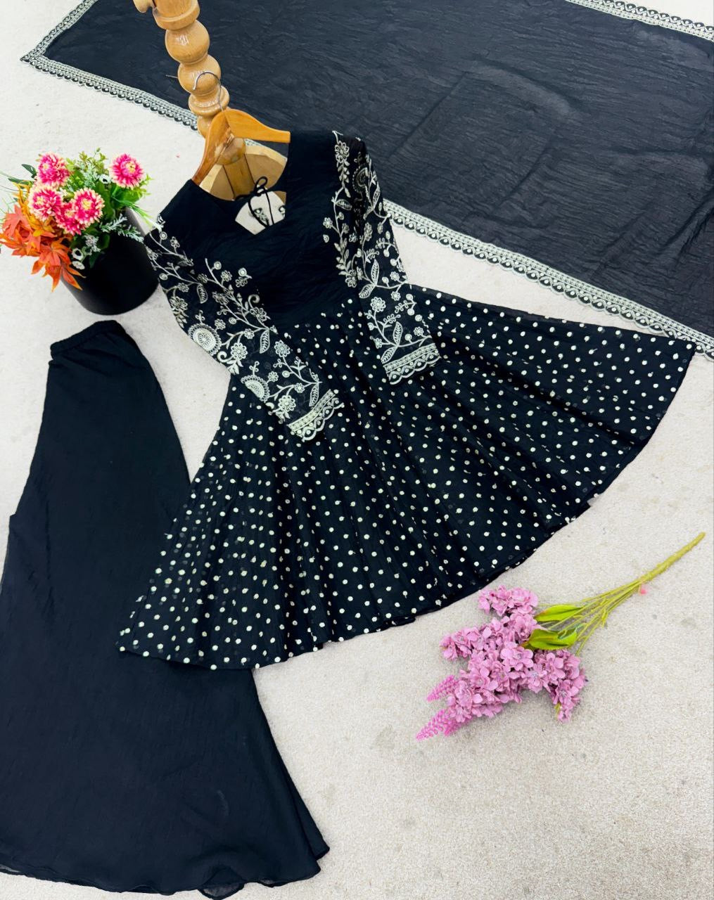 Crunchy Peplum Pallazo Suit