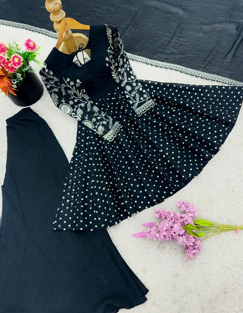 Crunchy Peplum Pallazo Suit