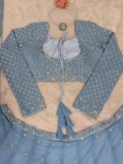 SHINI— Dreamy Powder Blue Lehenga