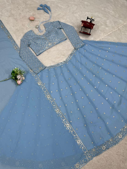 SHINI— Dreamy Powder Blue Lehenga