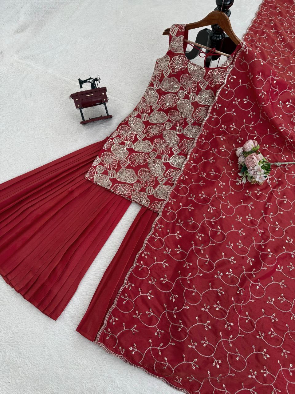 CHANDINI — Georgette Sharara Suit - Laksharaa Sarees