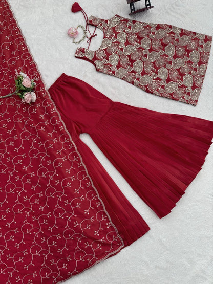 CHANDINI — Georgette Sharara Suit - Laksharaa Sarees