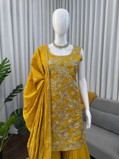CHANDINI — Georgette Sharara Suit - Laksharaa Sarees