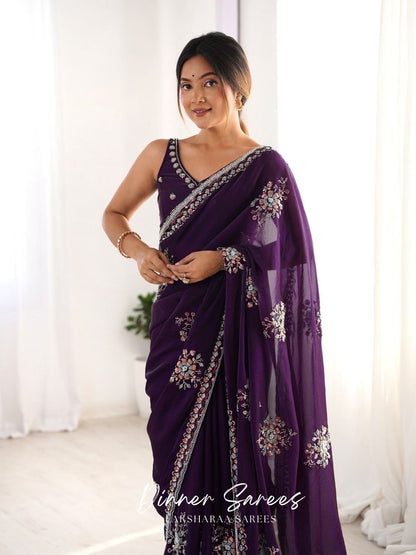 YAMINI — Premium Space Silk Saree x Grand Sequin Work
