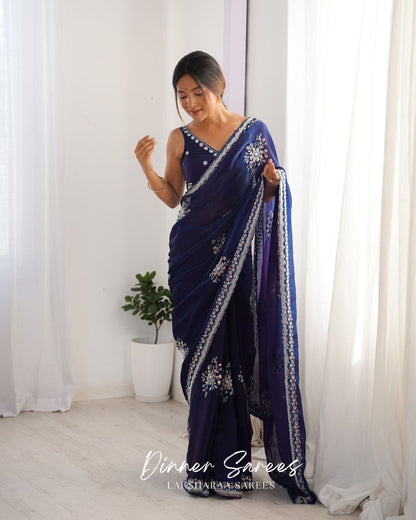YAMINI — Premium Space Silk Saree x Grand Sequin Work
