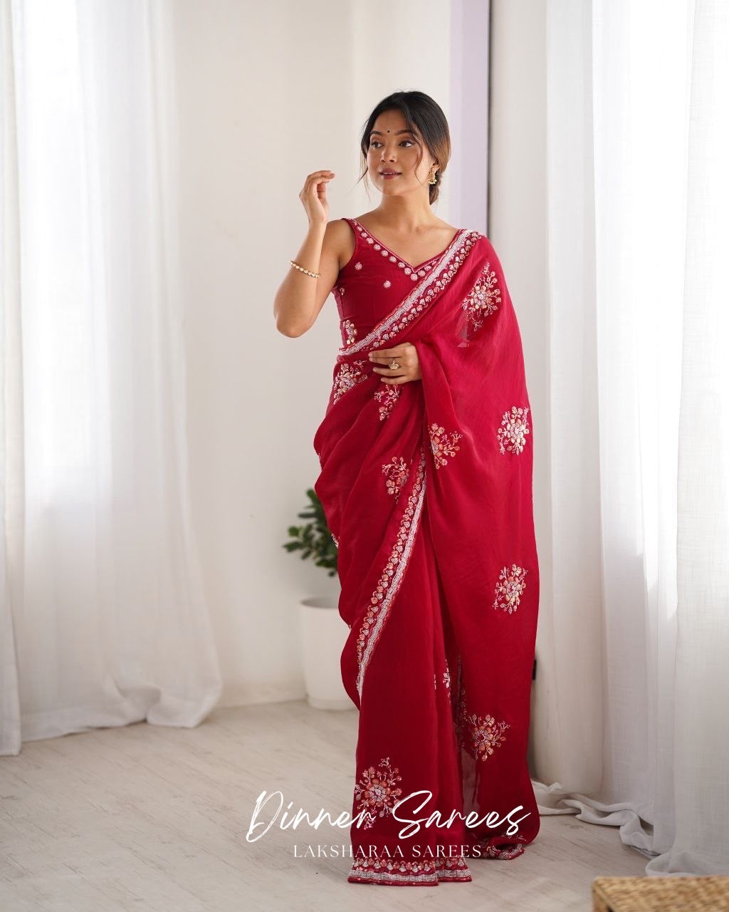 YAMINI — Premium Space Silk Saree x Grand Sequin Work