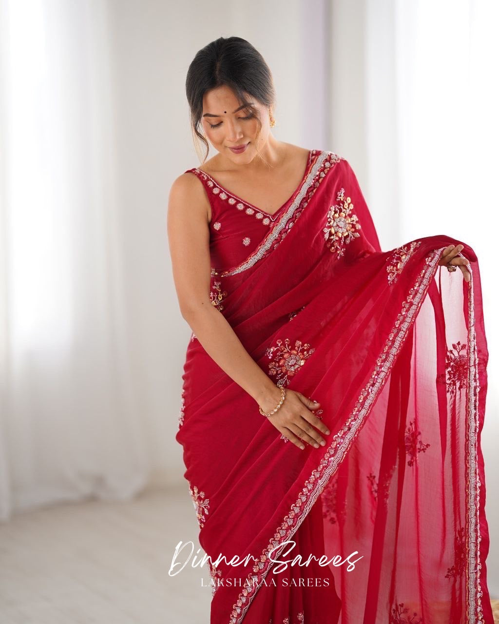 YAMINI — Premium Space Silk Saree x Grand Sequin Work
