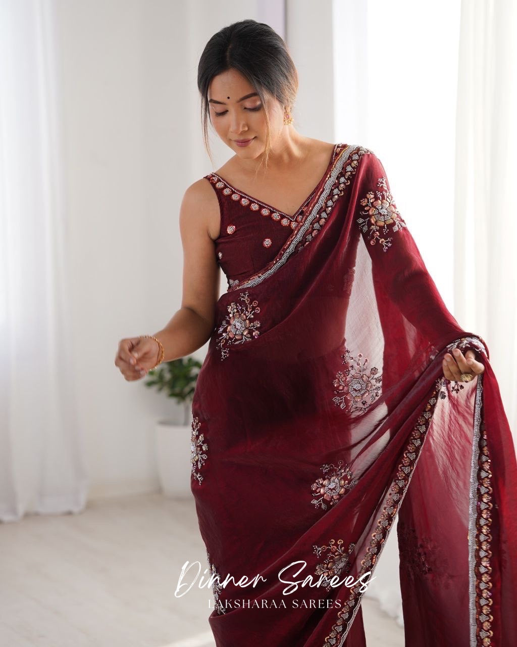 YAMINI — Premium Space Silk Saree x Grand Sequin Work
