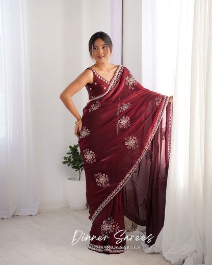 YAMINI — Premium Space Silk Saree x Grand Sequin Work