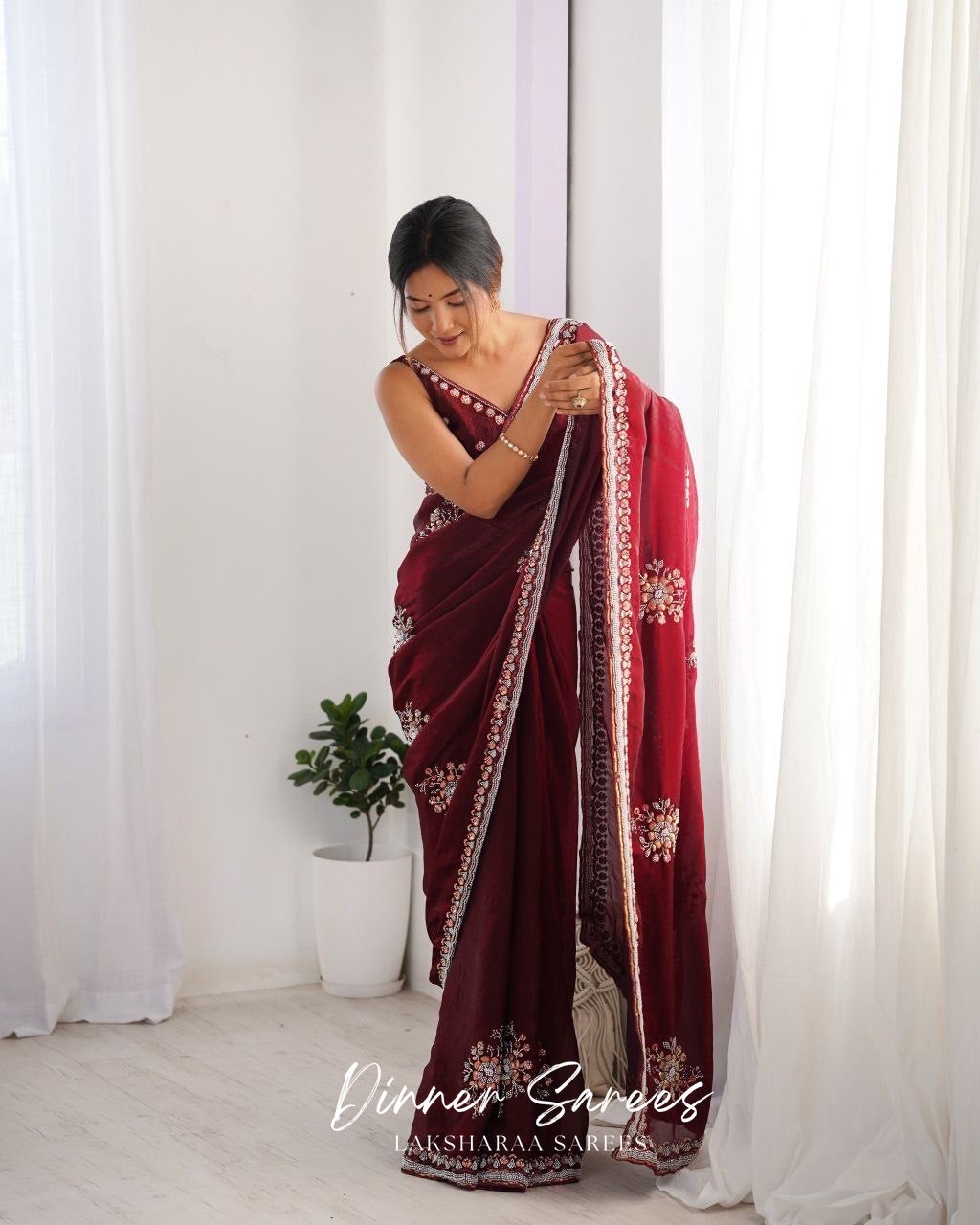 YAMINI — Premium Space Silk Saree x Grand Sequin Work