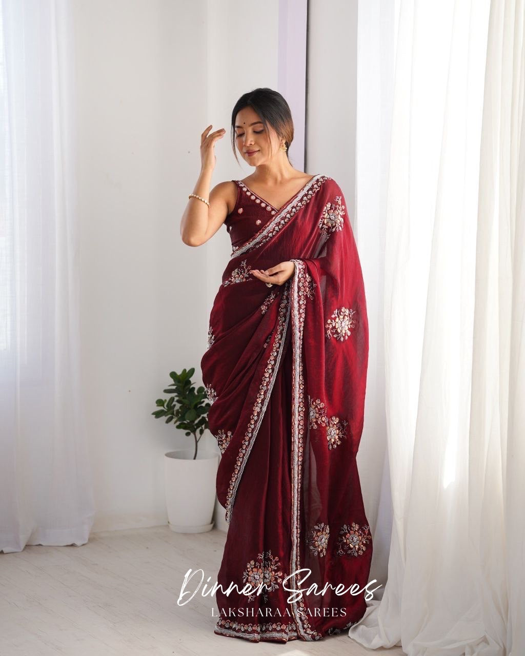 YAMINI — Premium Space Silk Saree x Grand Sequin Work