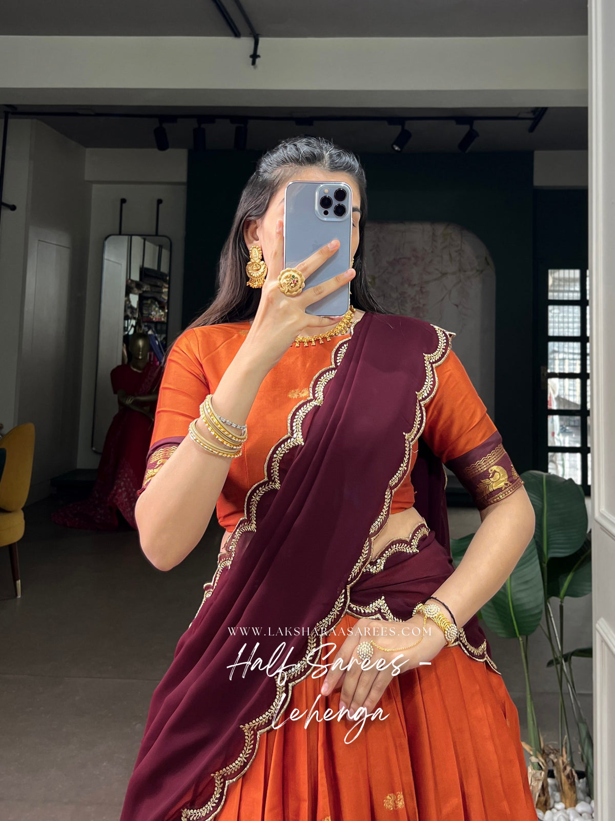 SANJANA 2.0 - Cotton Silk Half Saree Lehenga Set