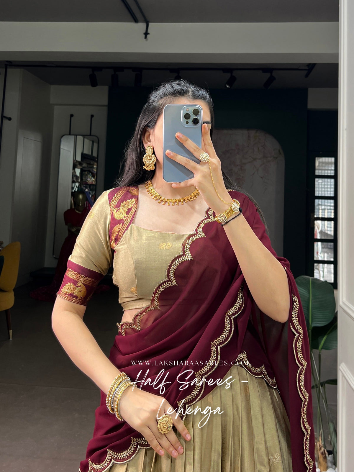 SANJANA 2.0 - Cotton Silk Half Saree Lehenga Set