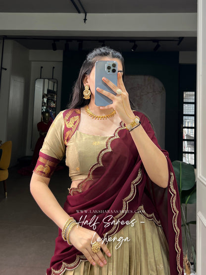 SANJANA 2.0 - Cotton Silk Half Saree Lehenga Set