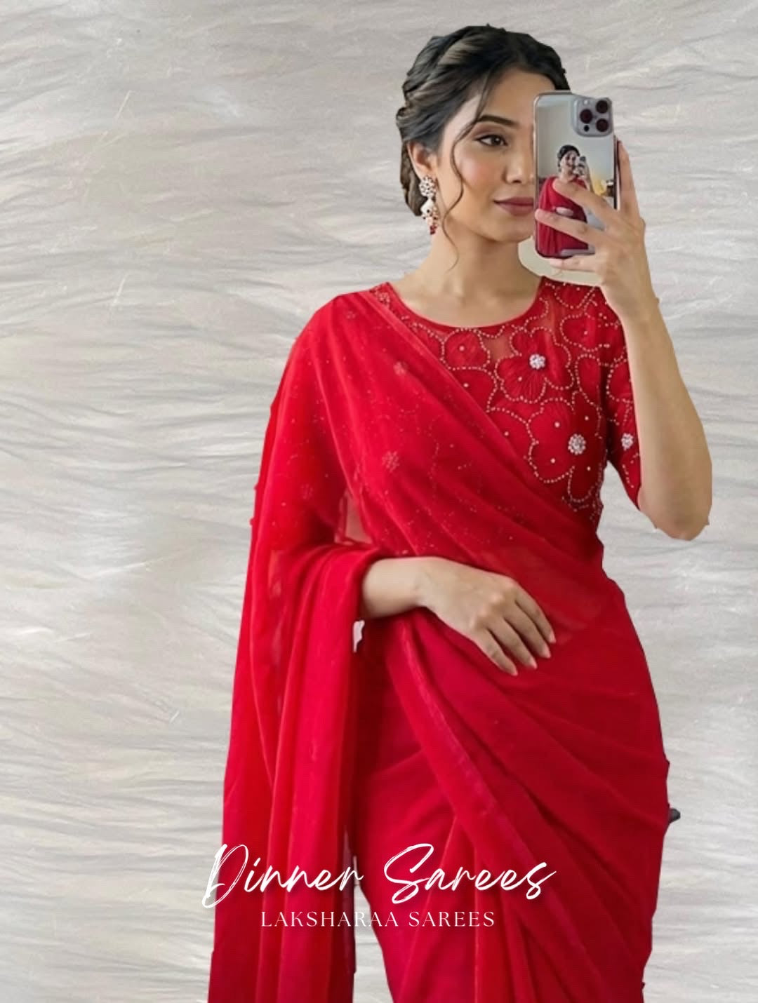 ANGELA — Shimmer Saree with Floral work blouse - Laksharaa Sarees