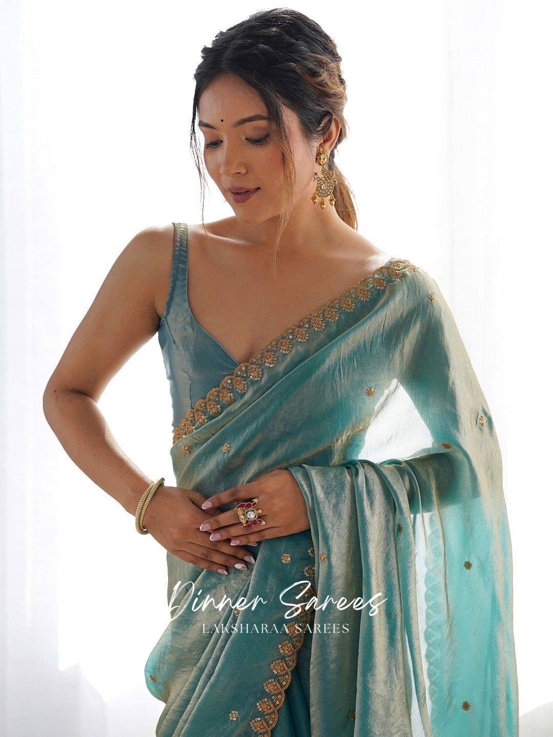 SABRINA — Space Silk Saree x Embroidery Sequinned Border - Laksharaa Sarees