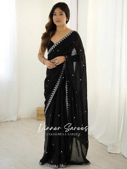 SABRINA — Space Silk Saree x Embroidery Sequinned Border