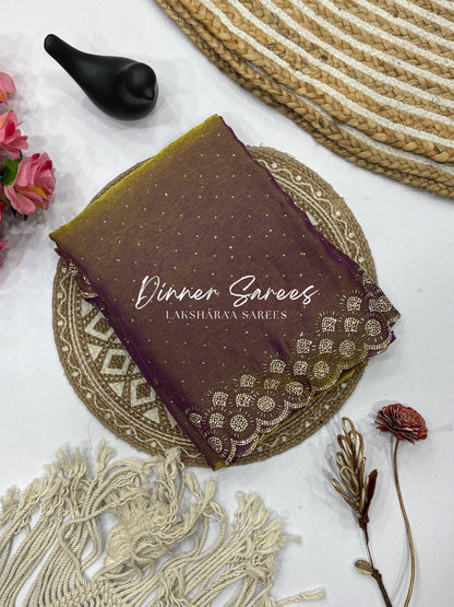 KAYLAA — Premium Shimmer Saree with Heavy Jarkan Work Border