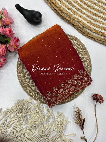 KAYLAA — Premium Shimmer Saree with Heavy Jarkan Work Border