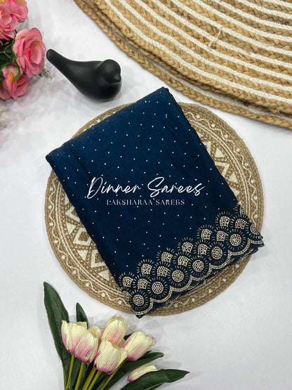 KAYLAA — Premium Shimmer Saree with Heavy Jarkan Work Border