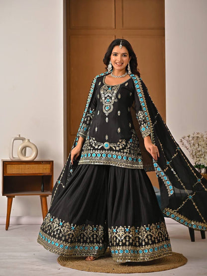 SARA — Black Premium Sharara Suit - Laksharaa Sarees