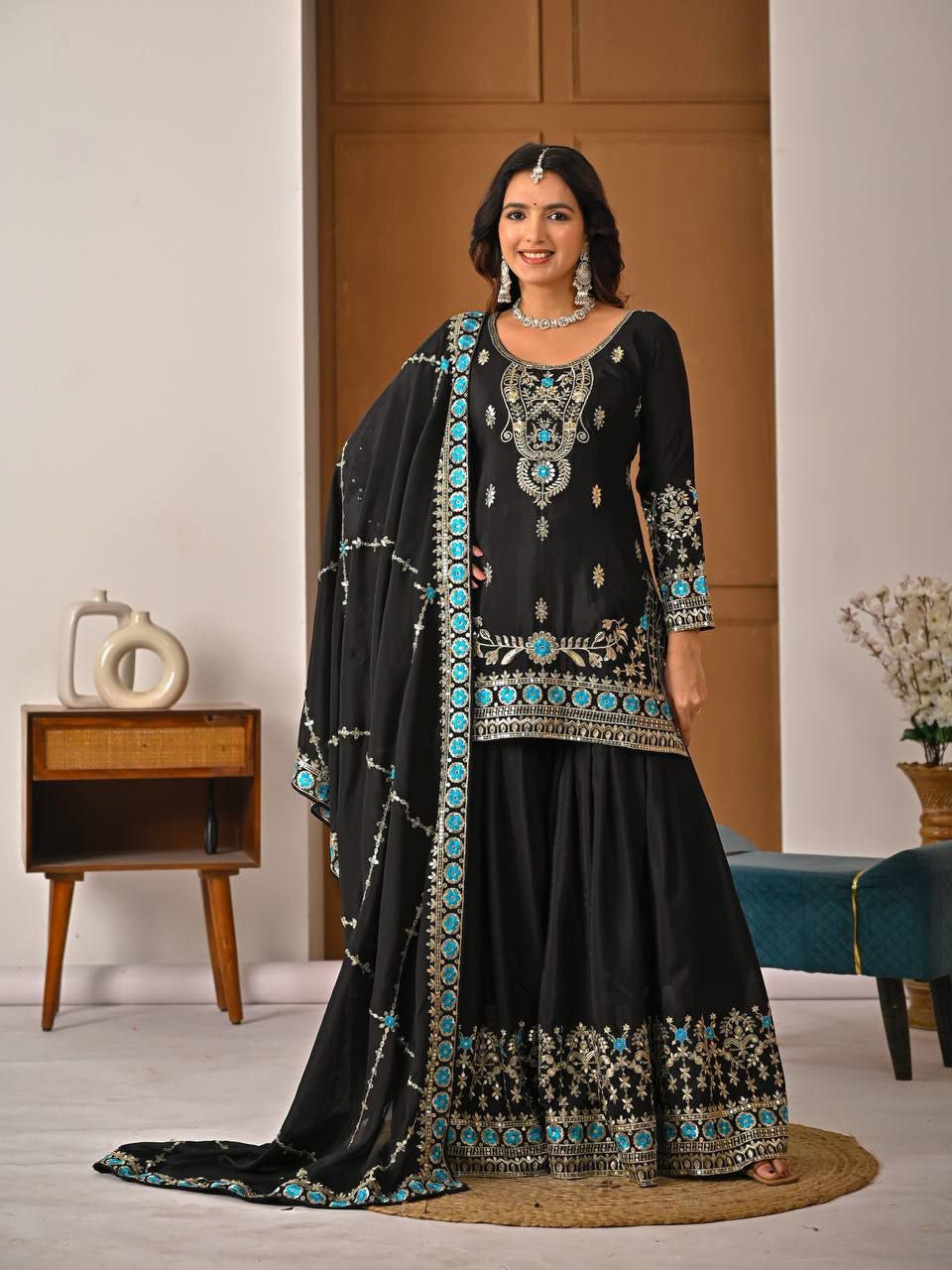 SARA — Black Premium Sharara Suit - Laksharaa Sarees