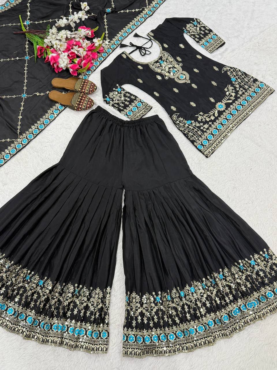 SARA — Black Premium Sharara Suit - Laksharaa Sarees