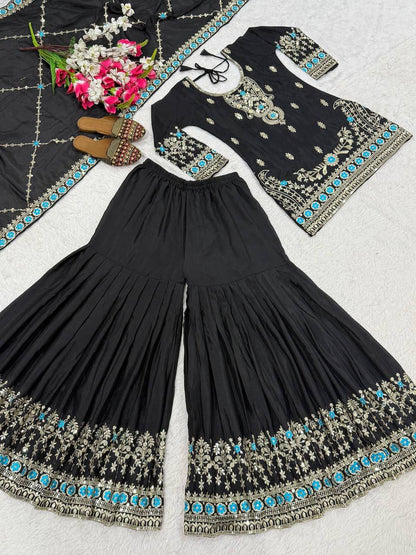 SARA — Black Premium Sharara Suit - Laksharaa Sarees