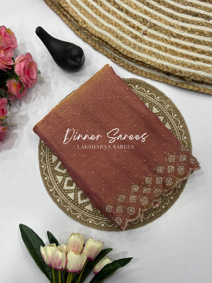 KAYLAA — Premium Shimmer Saree with Heavy Jarkan Work Border