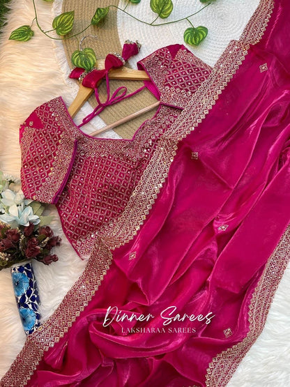 LAYA — Shimmer Saree with Grand Border x Readymade Blouse
