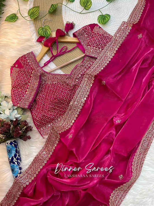 LAYA — Shimmer Saree with Grand Border x Readymade Blouse