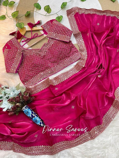 LAYA — Shimmer Saree with Grand Border x Readymade Blouse