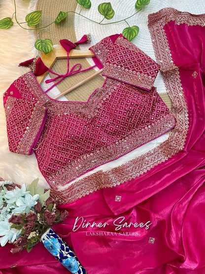 LAYA — Shimmer Saree with Grand Border x Readymade Blouse