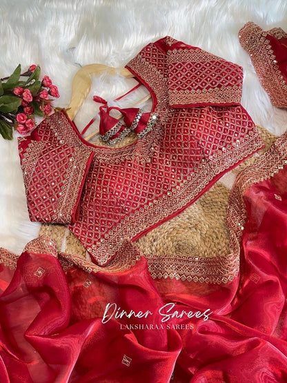 LAYA — Shimmer Saree with Grand Border x Readymade Blouse