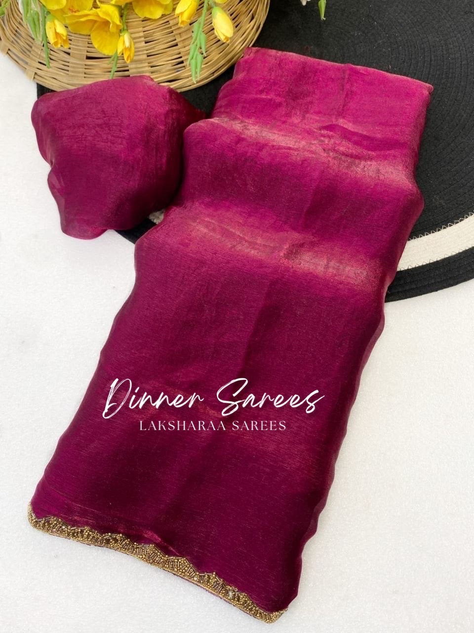 Shimmery Space Silk Dinner Saree by Laksharaa Sarees with intricate border and elegant drape in a space-inspired design.