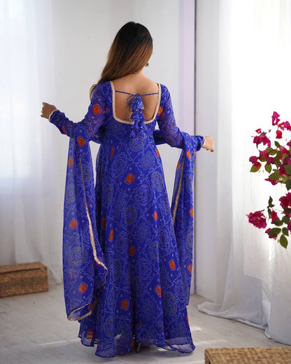 Blue Chiffon Flowy Anarkali Suit