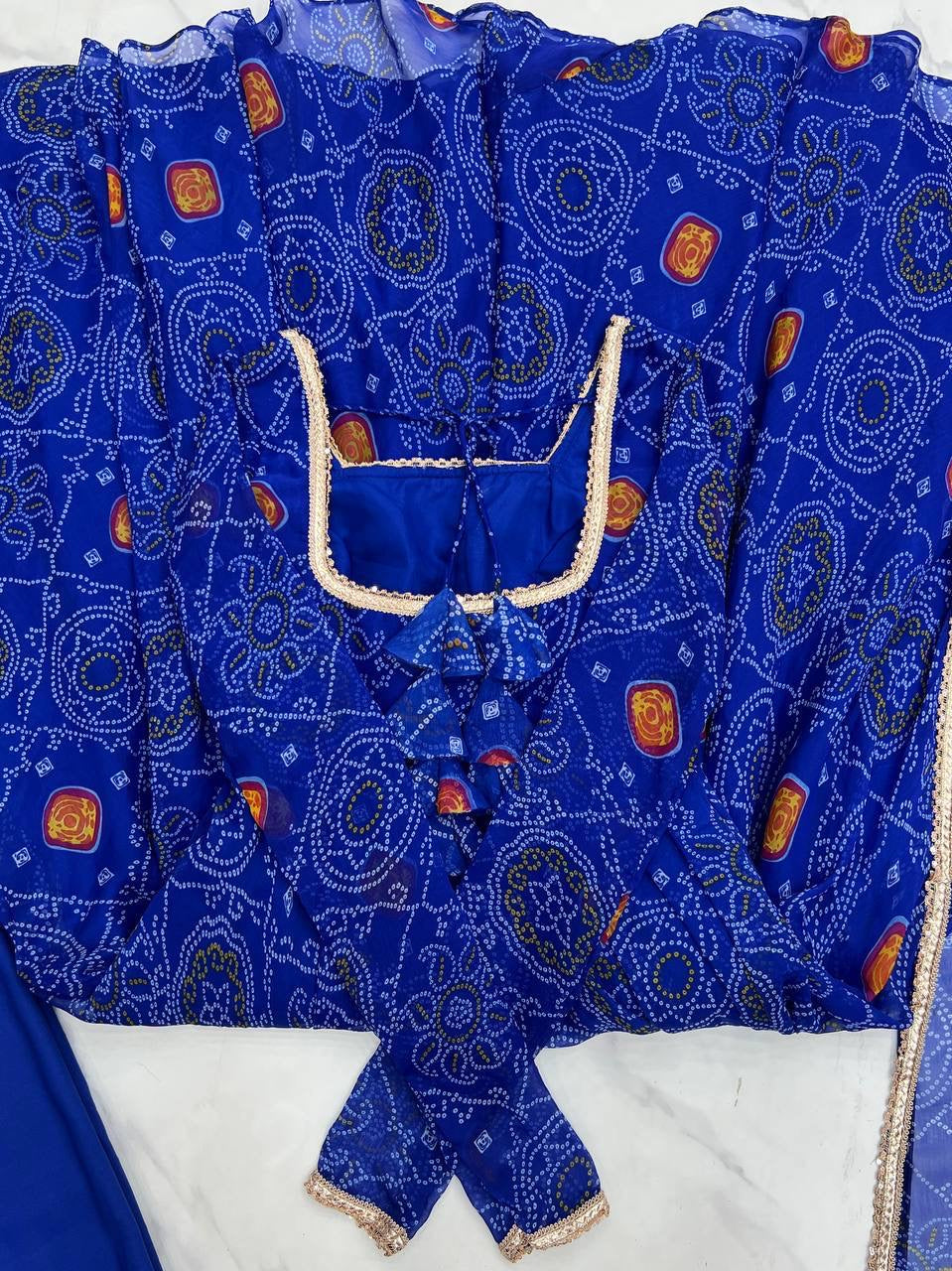 Blue Chiffon Flowy Anarkali Suit