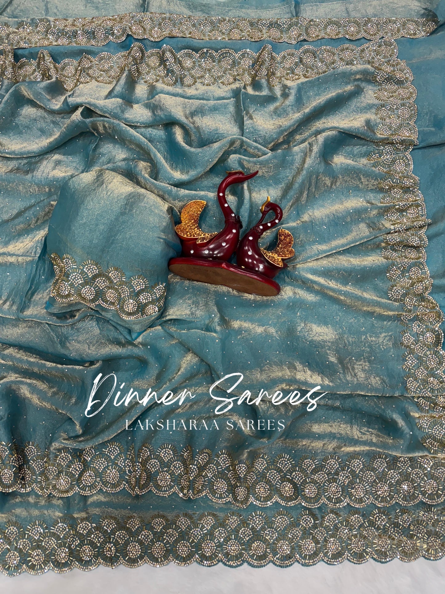 KAYLAA — Premium Shimmer Saree with Heavy Jarkan Work Border