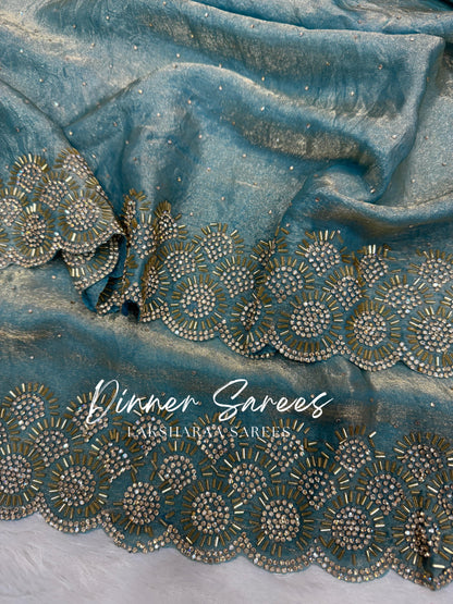 KAYLAA — Premium Shimmer Saree with Heavy Jarkan Work Border